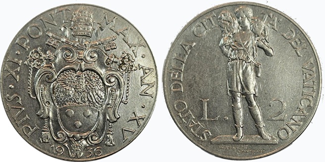 1936 Vatican 2 Lire